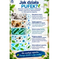PUFEK Probiotyczny Neutralizator Zapachów Zwierząt kuweta kot pies Bacillus