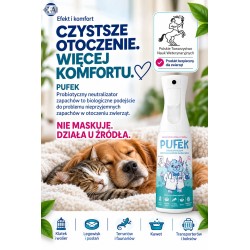 PUFEK Probiotyczny Neutralizator Zapachów Zwierząt kuweta kot pies Bacillus