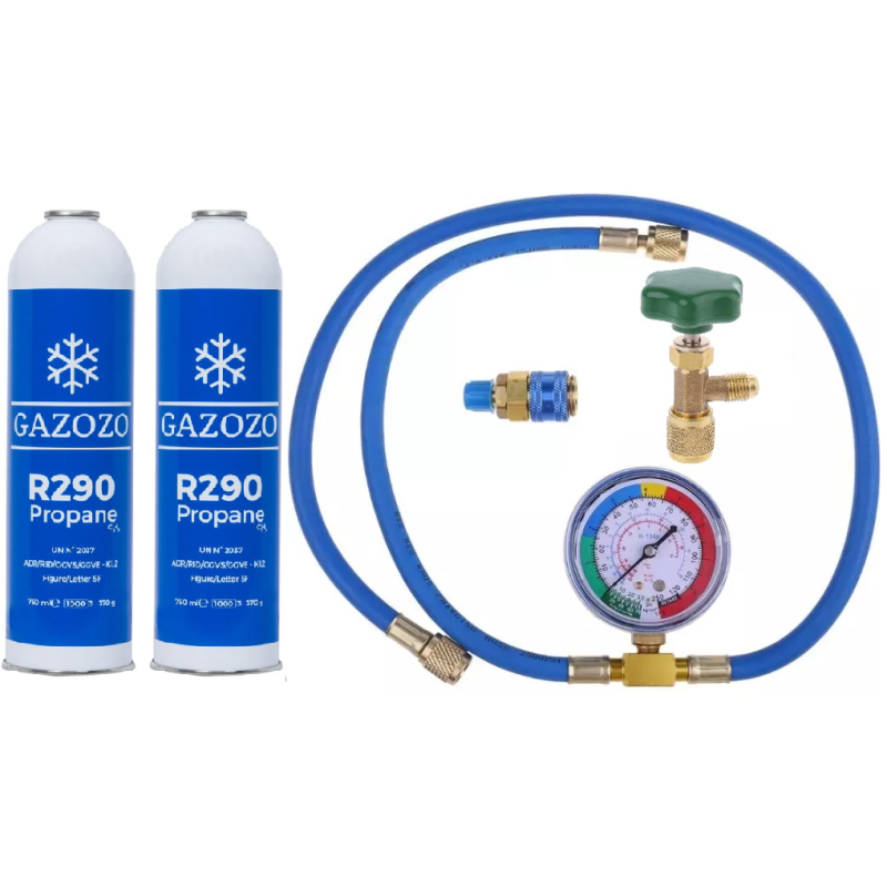 Zestaw do napełniania czynnika chłodniczego gaz propan  R290 POMPY CIEPŁA  lodówki freon dwie butle